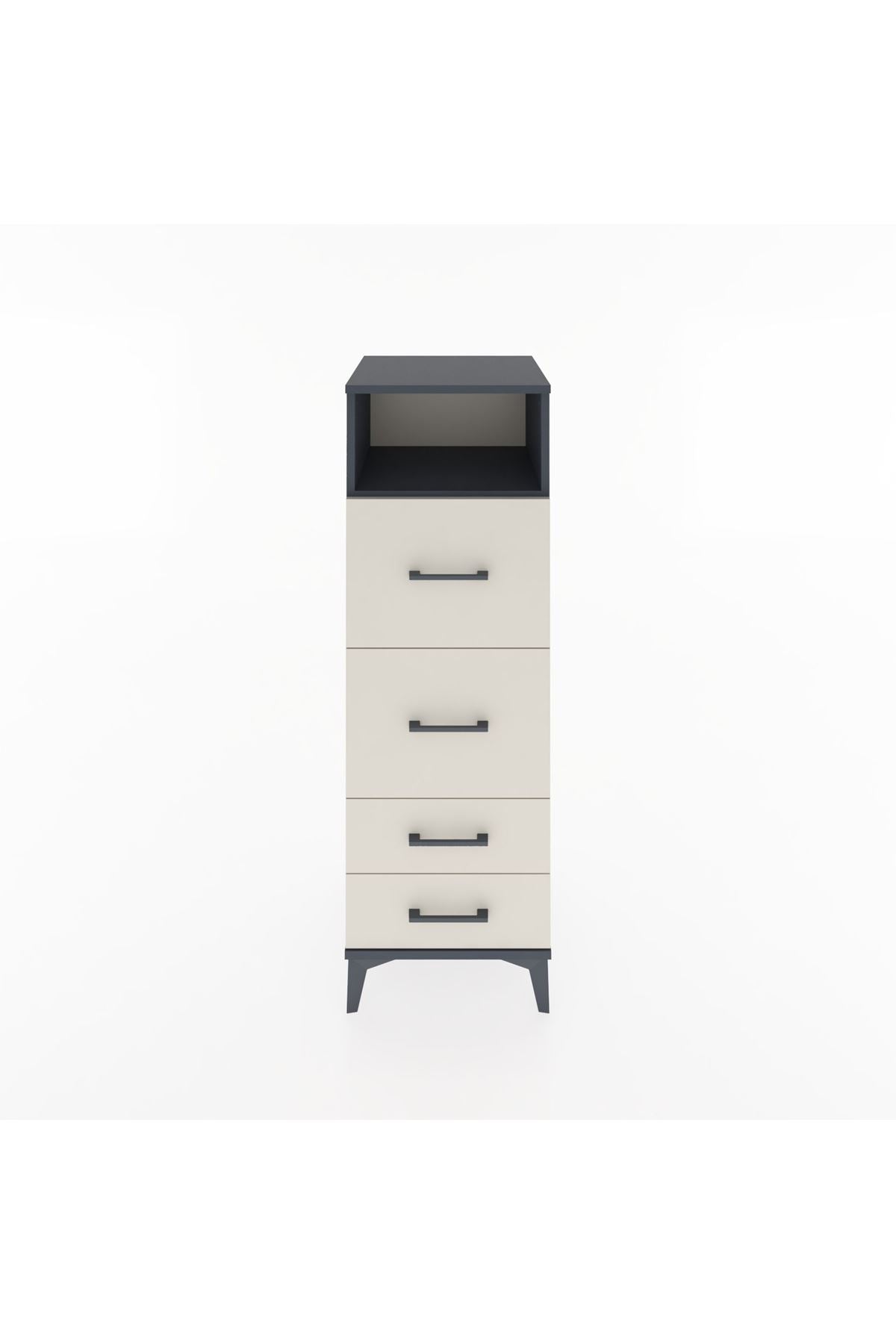 Hyperion Dolap Tek Raflı 4 Çekmeceli 44x44x134 Antrasit-Aytaşı