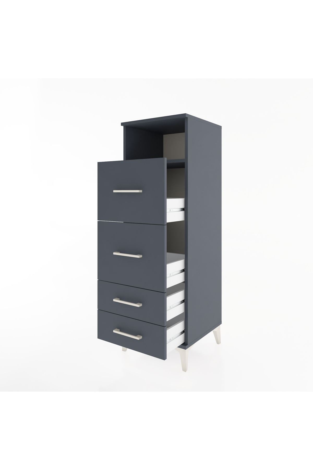 Hyperion Dolap Tek Raflı 4 Çekmeceli 44x44x134 Antrasit-Antrasit