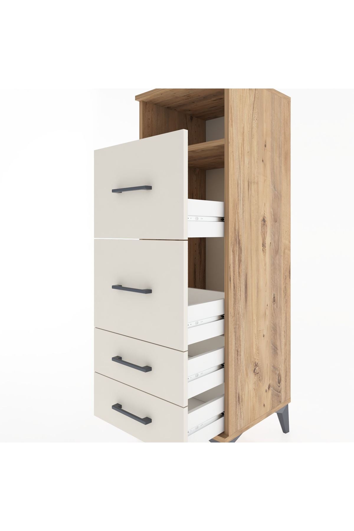 Hyperion Dolap Tek Raflı 4 Çekmeceli 44x44x134 Çam-Aytaşı