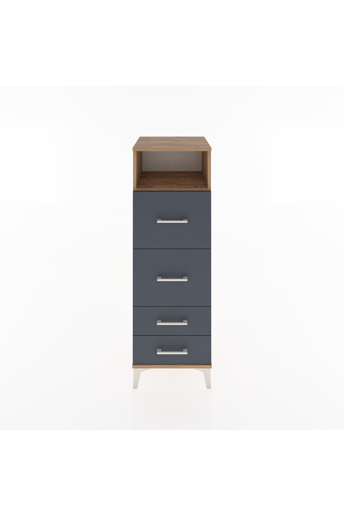 Hyperion Dolap Tek Raflı 4 Çekmeceli 44x44x134 Çam-Antrasit