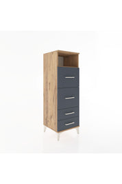 Hyperion Dolap Tek Raflı 4 Çekmeceli 44x44x134 Çam-Antrasit