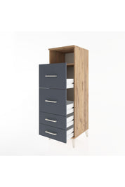 Hyperion Dolap Tek Raflı 4 Çekmeceli 44x44x134 Çam-Antrasit