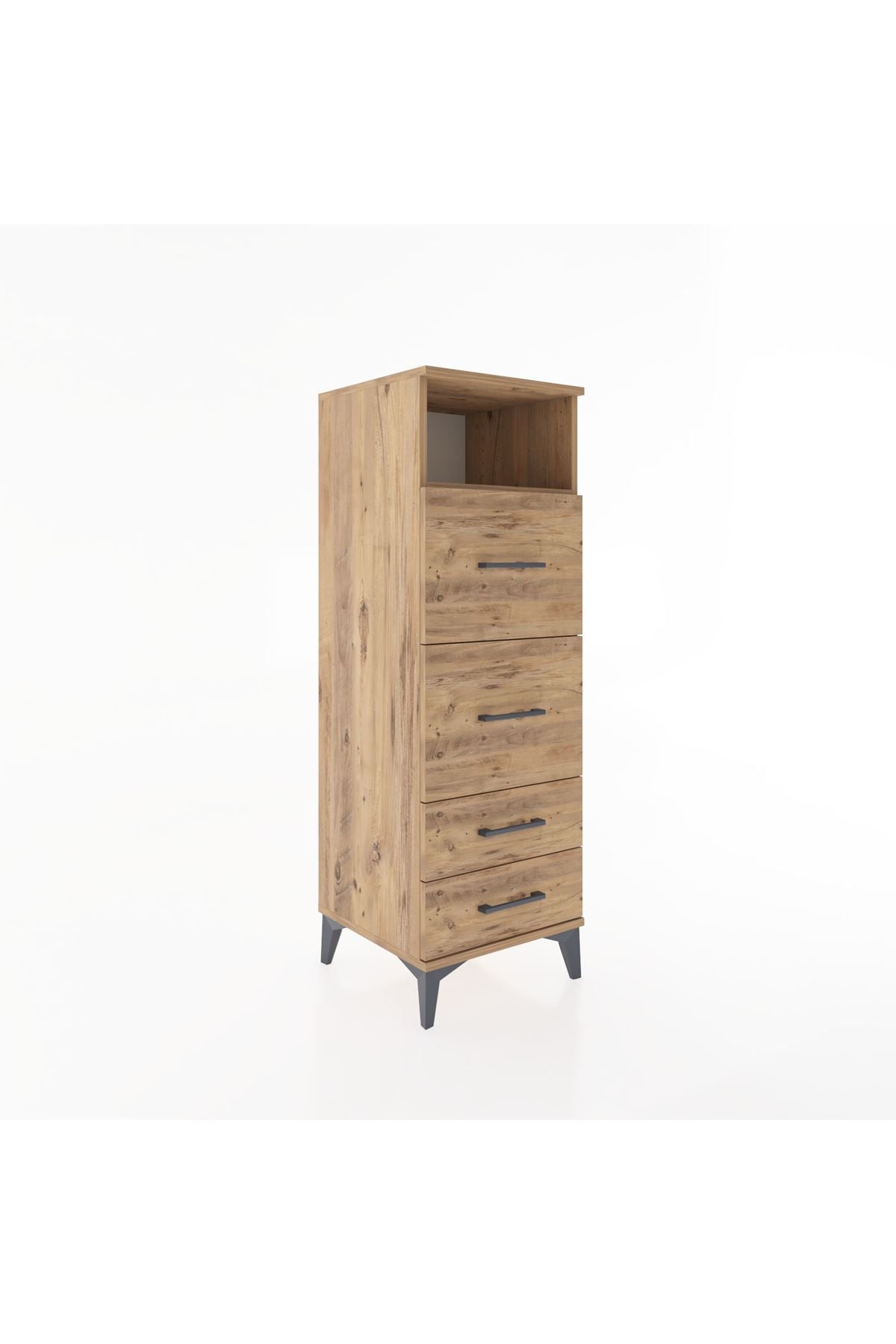 Hyperion Dolap Tek Raflı 4 Çekmeceli 44x44x134 Çam-Çam