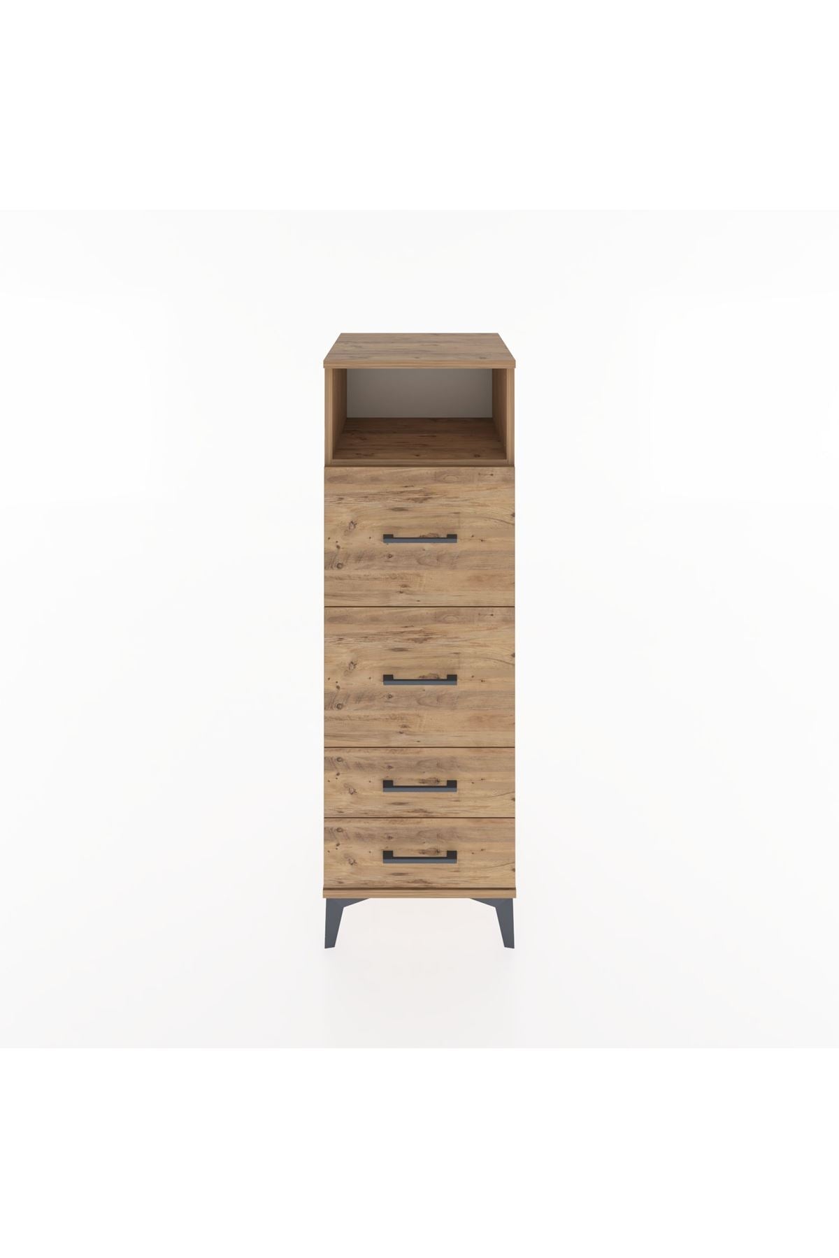 Hyperion Dolap Tek Raflı 4 Çekmeceli 44x44x134 Çam-Çam