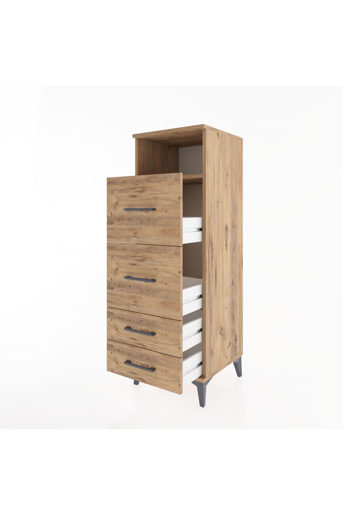 Hyperion Dolap Tek Raflı 4 Çekmeceli 44x44x134 Çam-Çam