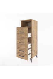 Hyperion Dolap Tek Raflı 4 Çekmeceli 44x44x134 Çam-Çam