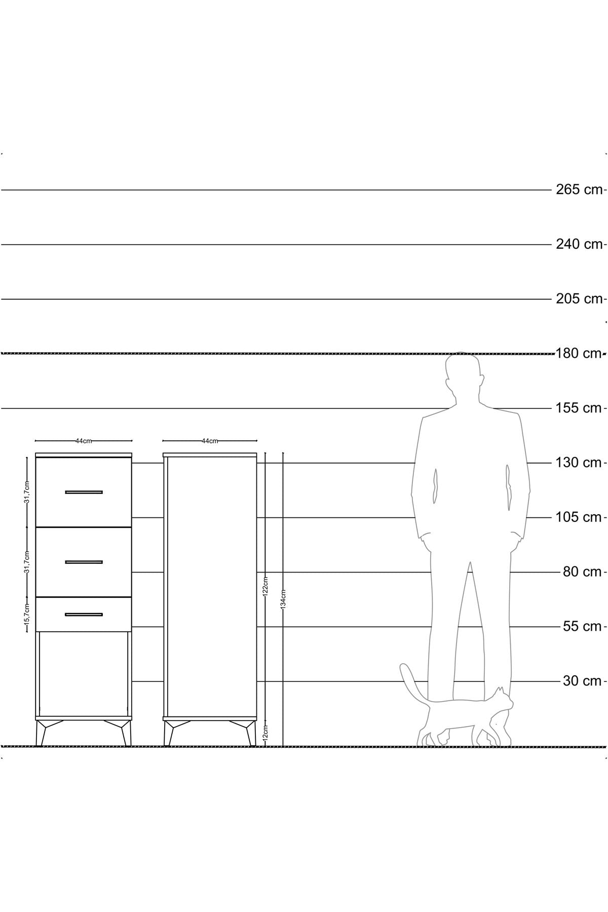 Hyperion Dolap 3 Çekmeceli 44x44x134 Aytaşı-Antrasit