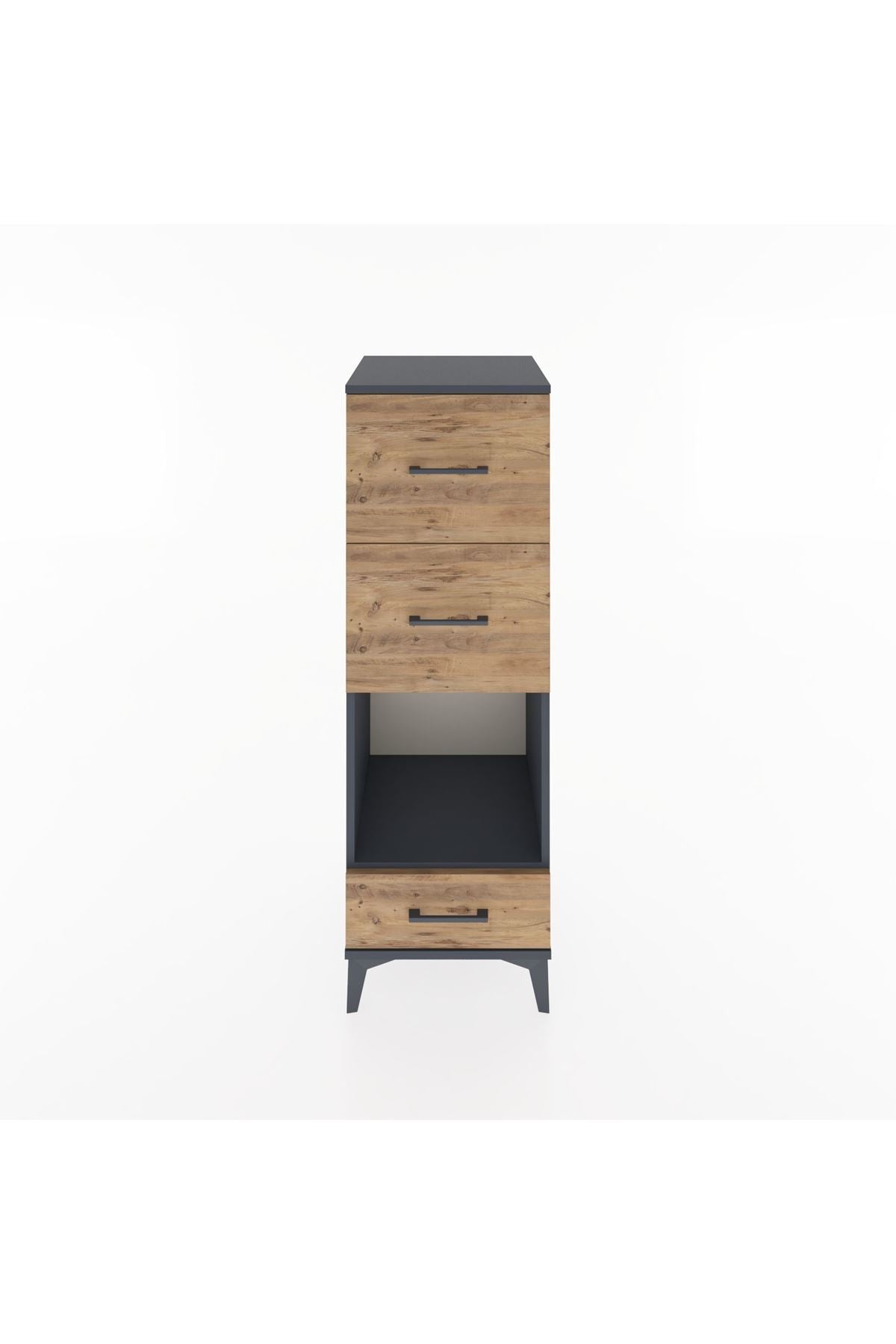 Hyperion Dolap Tek Raflı 3 Çekmeceli 44x44x134 Antrasit-Çam