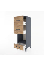 Hyperion Dolap Tek Raflı 3 Çekmeceli 44x44x134 Antrasit-Çam