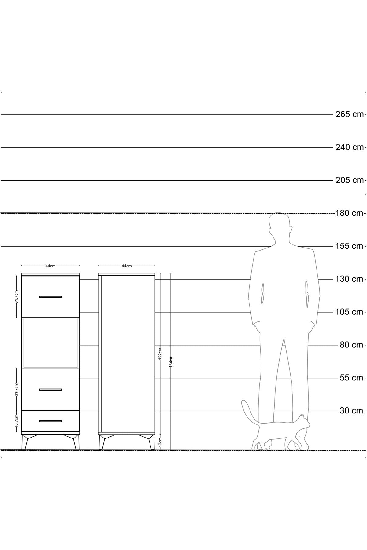 Hyperion Dolap Tek Raflı 3 Çekmeceli 44x44x134 Aytaşı-Çam