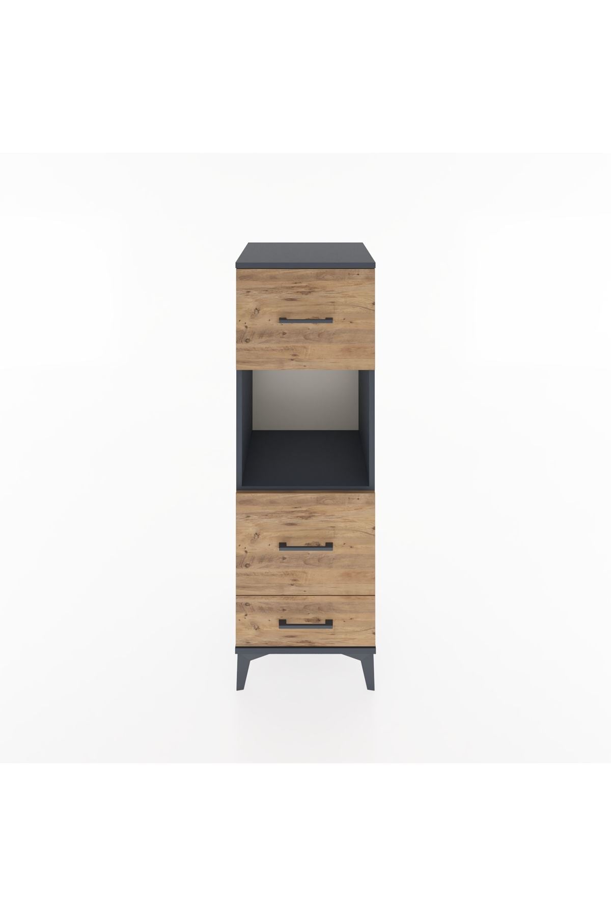 Hyperion Dolap Tek Raflı 3 Çekmeceli 44x44x134 Antrasit-Çam