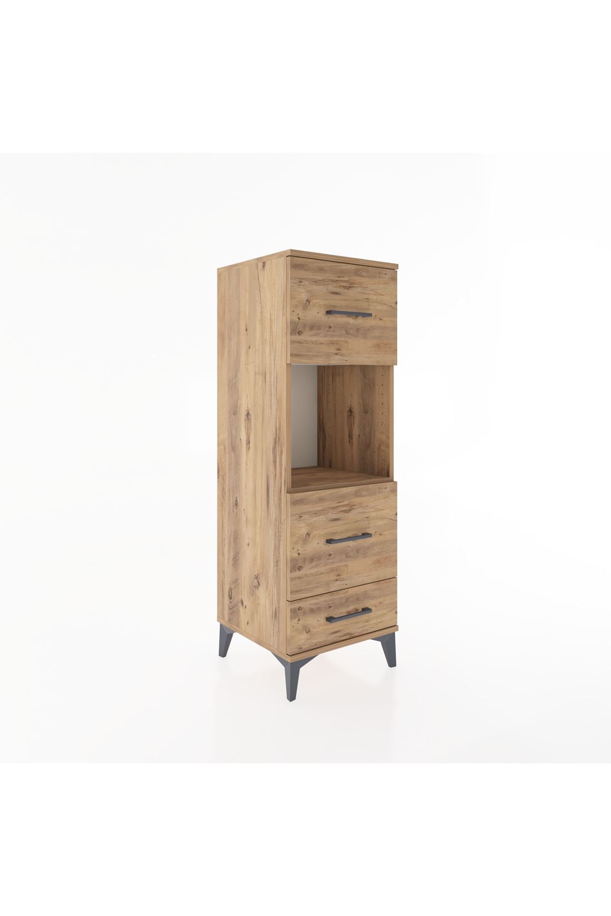 Hyperion Dolap Tek Raflı 3 Çekmeceli 44x44x134 Çam-Çam