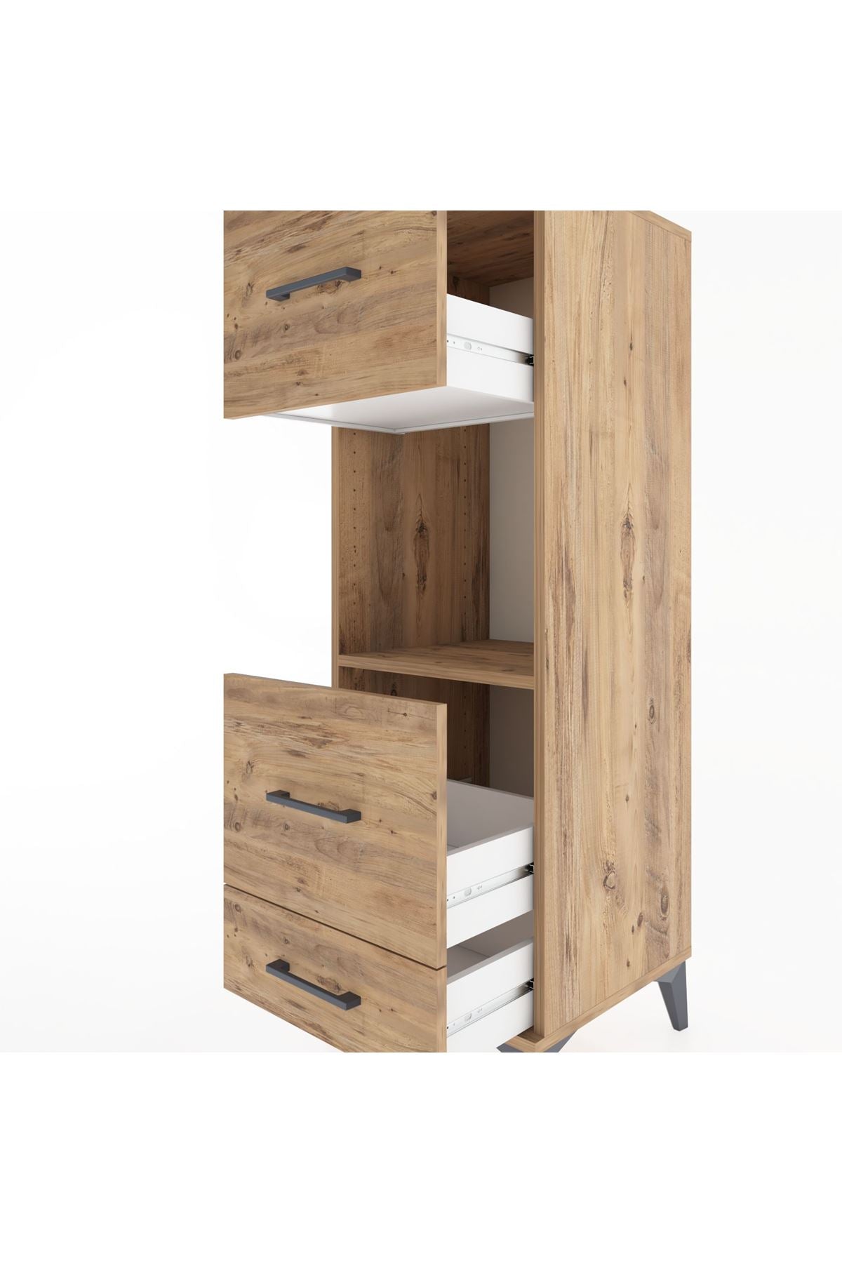 Hyperion Dolap Tek Raflı 3 Çekmeceli 44x44x134 Çam-Çam