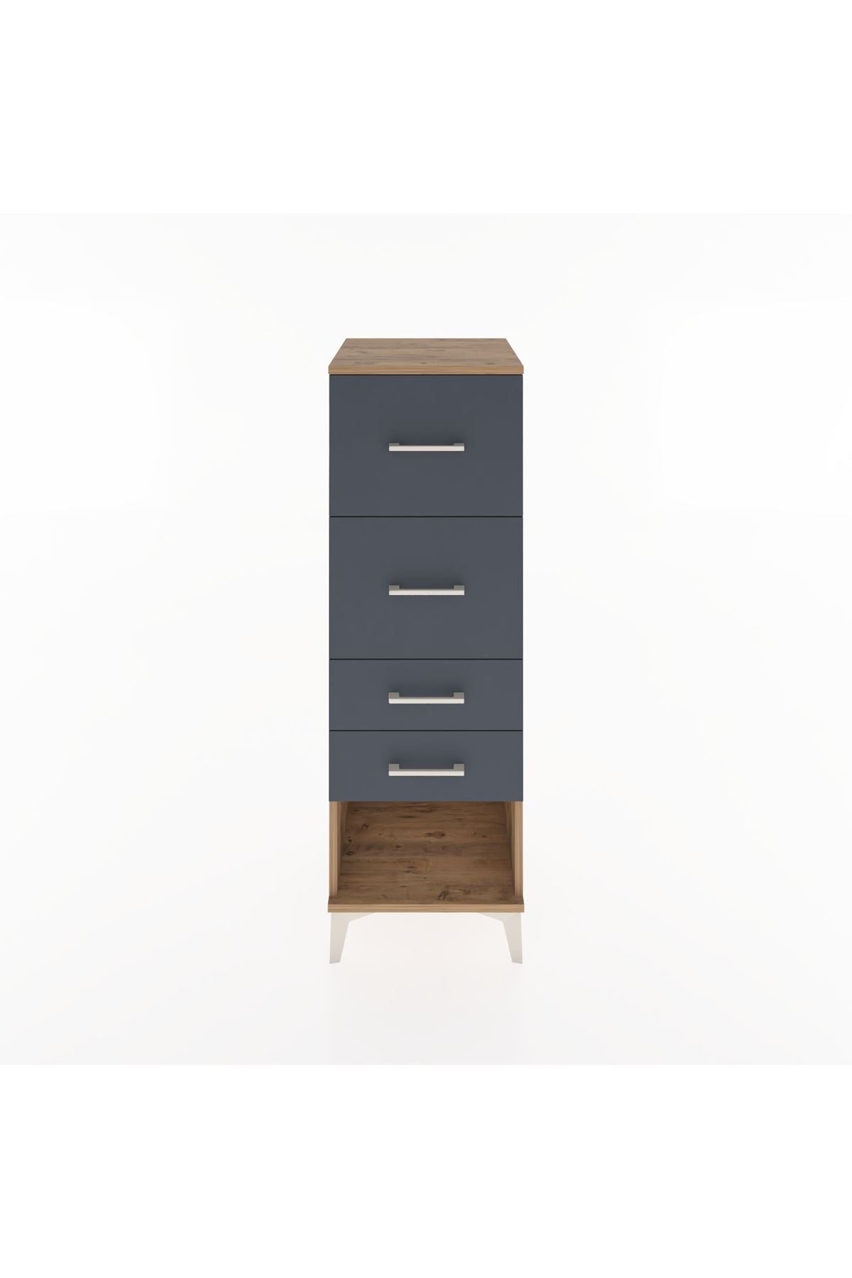 Hyperion Dolap 4 Çekmeceli 44x44x134 Çam-Antrasit
