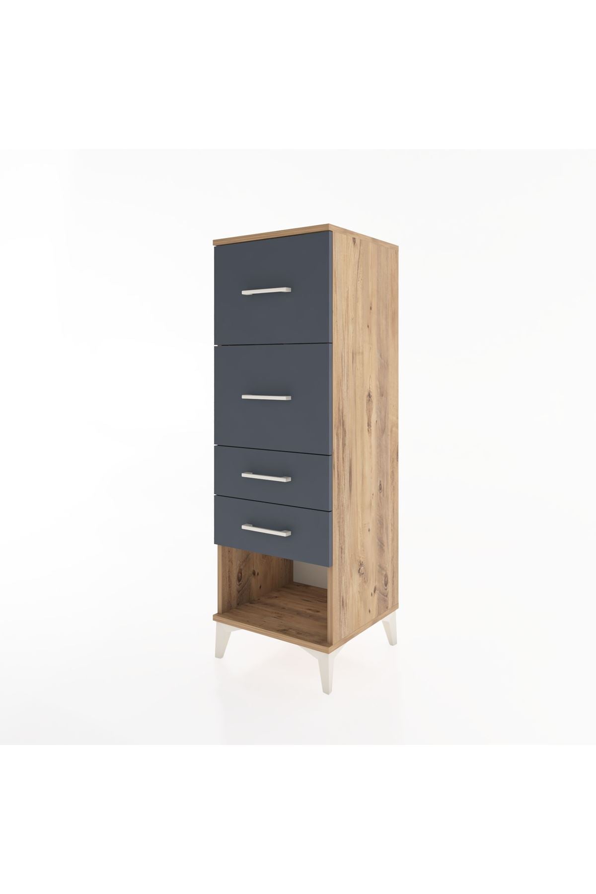 Hyperion Dolap 4 Çekmeceli 44x44x134 Çam-Antrasit