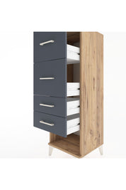 Hyperion Dolap 4 Çekmeceli 44x44x134 Çam-Antrasit