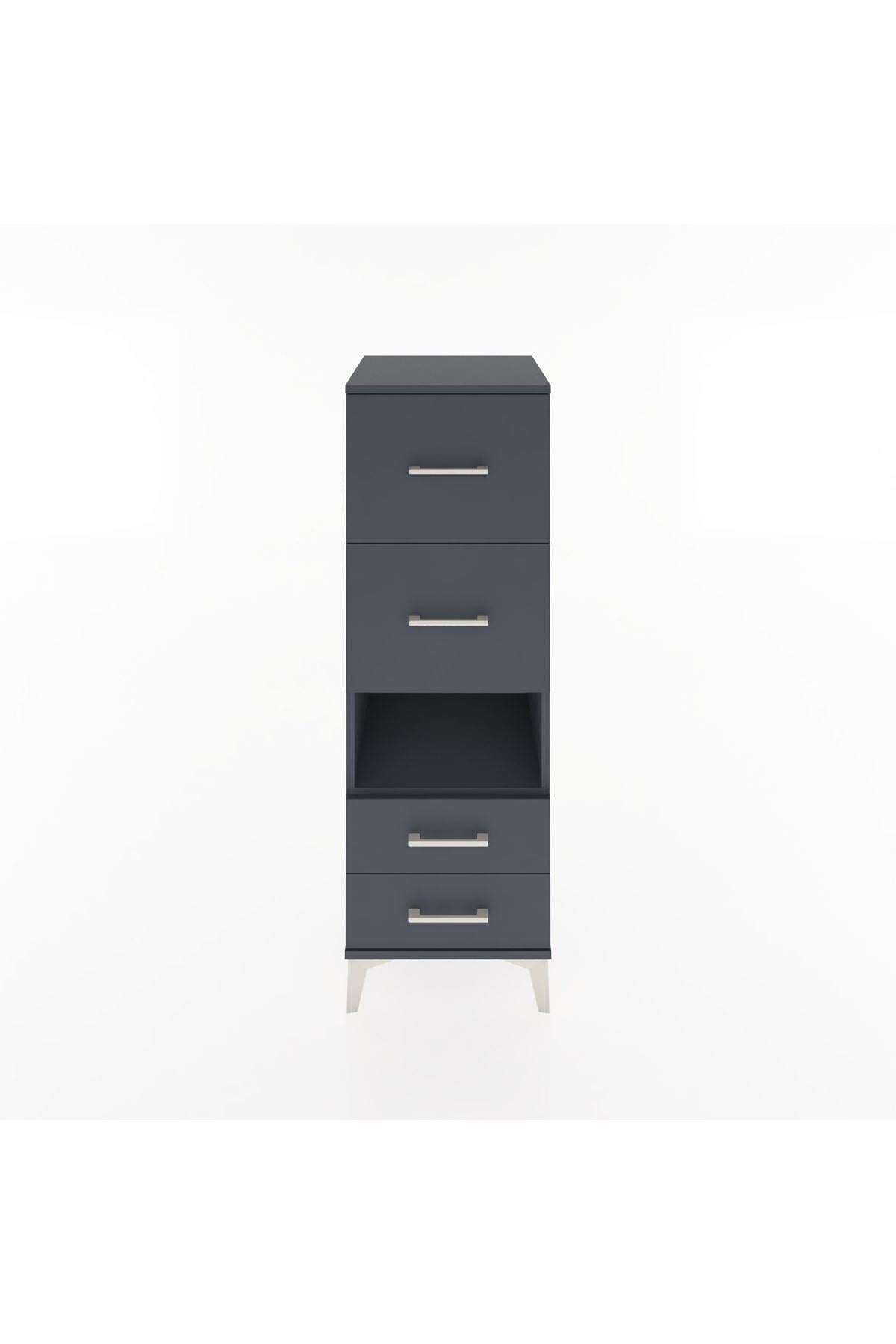 Hyperion Dolap Tek Raflı 4 Çekmeceli 44x44x134 Antrasit-Antrasit