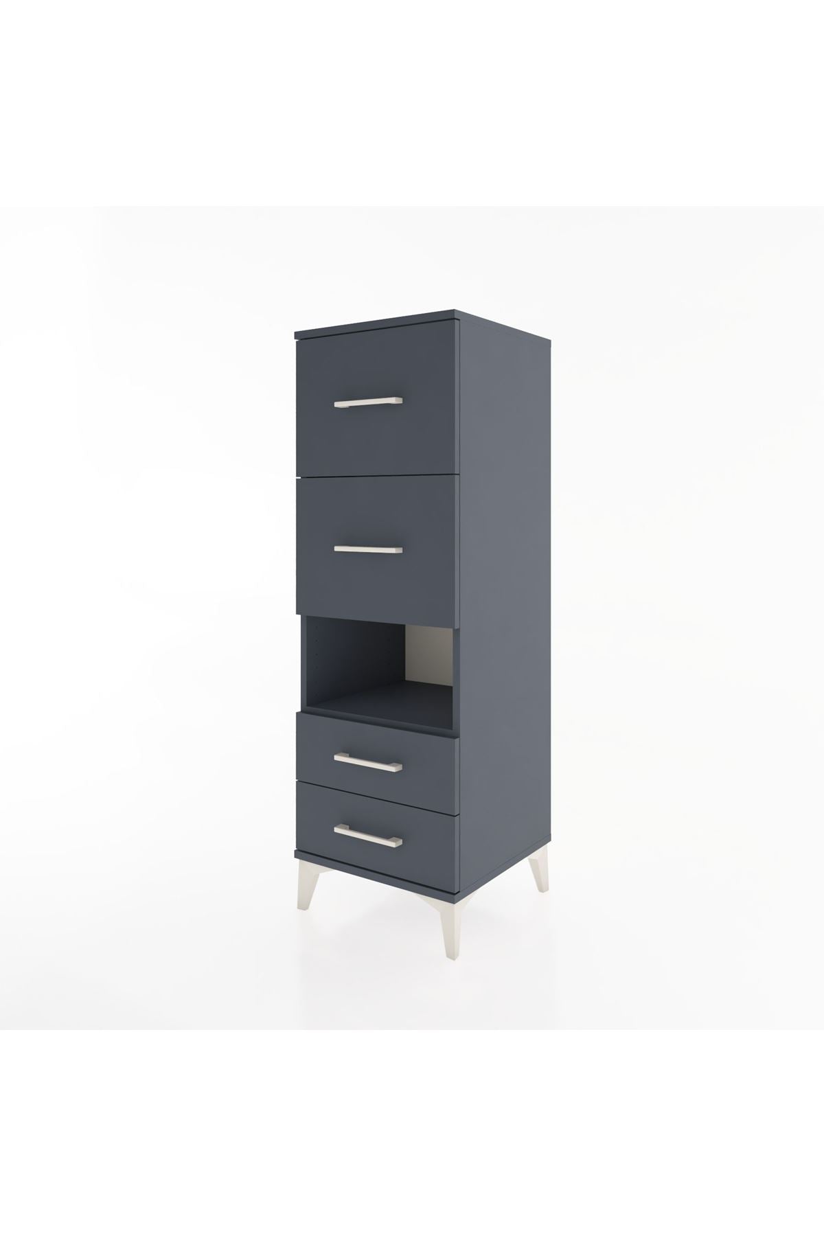 Hyperion Dolap Tek Raflı 4 Çekmeceli 44x44x134 Antrasit-Antrasit