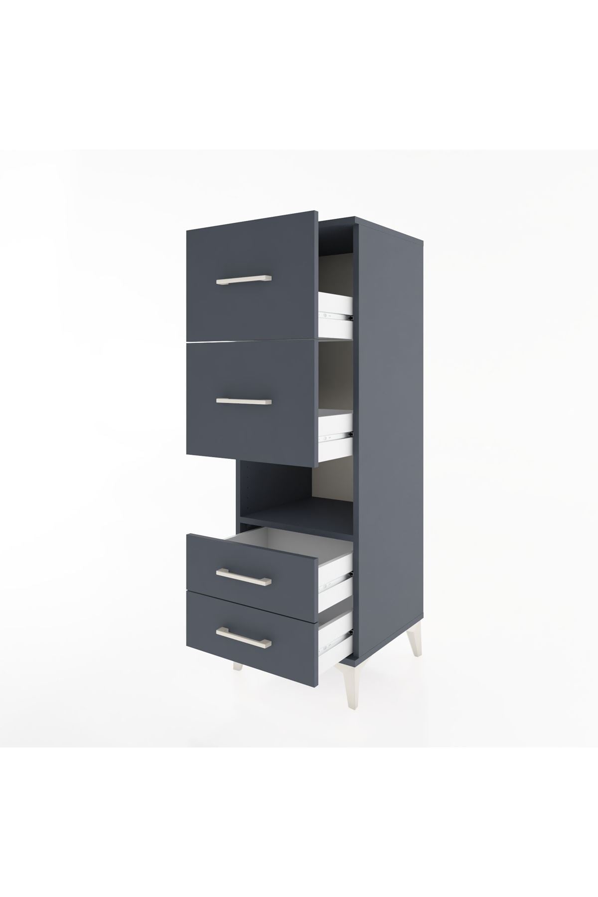Hyperion Dolap Tek Raflı 4 Çekmeceli 44x44x134 Antrasit-Antrasit