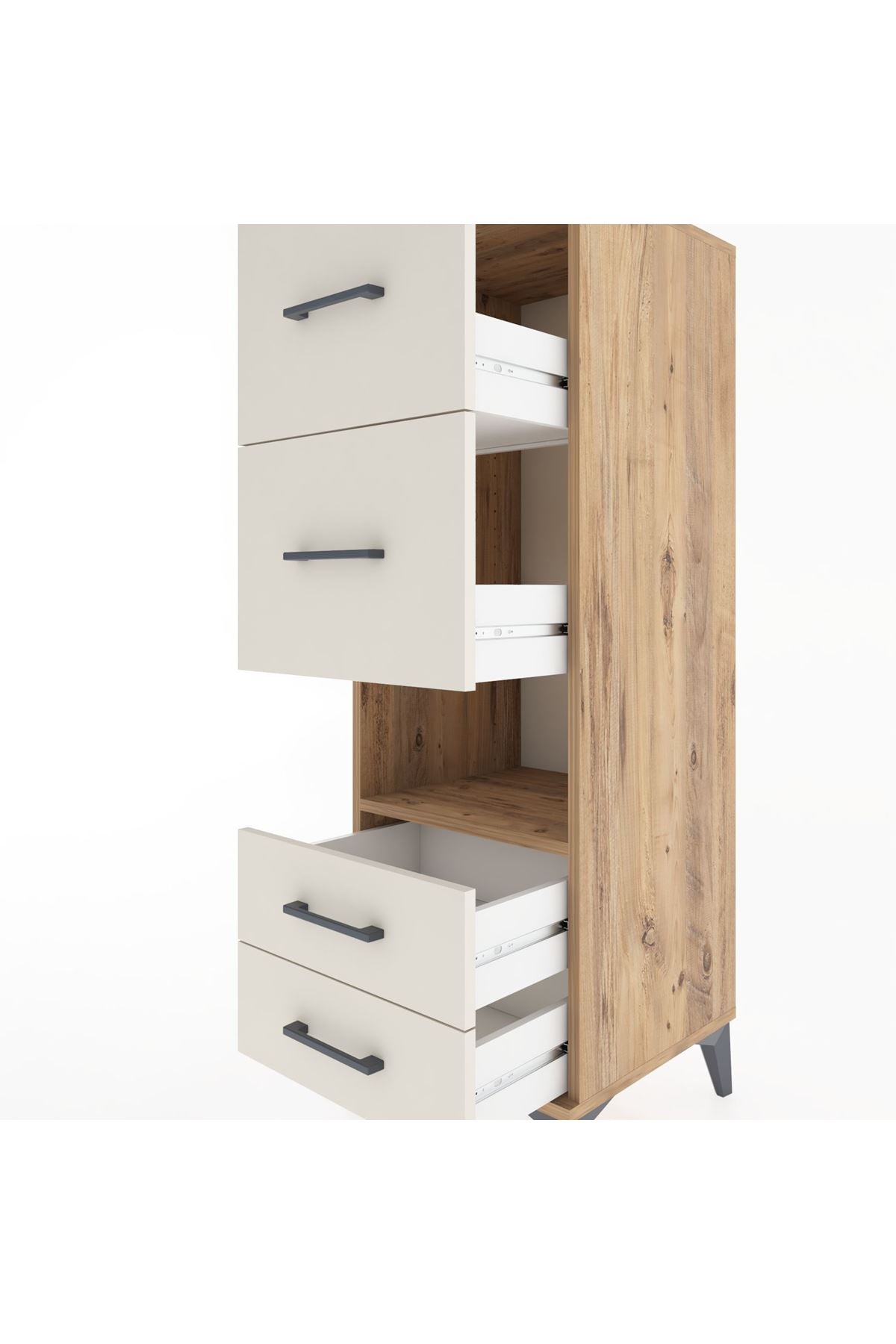 Hyperion Dolap Tek Raflı 4 Çekmeceli 44x44x134 Çam-Aytaşı
