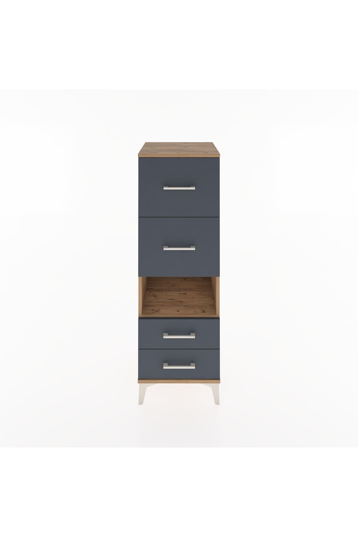 Hyperion Dolap Tek Raflı 4 Çekmeceli 44x44x134 Çam-Antrasit