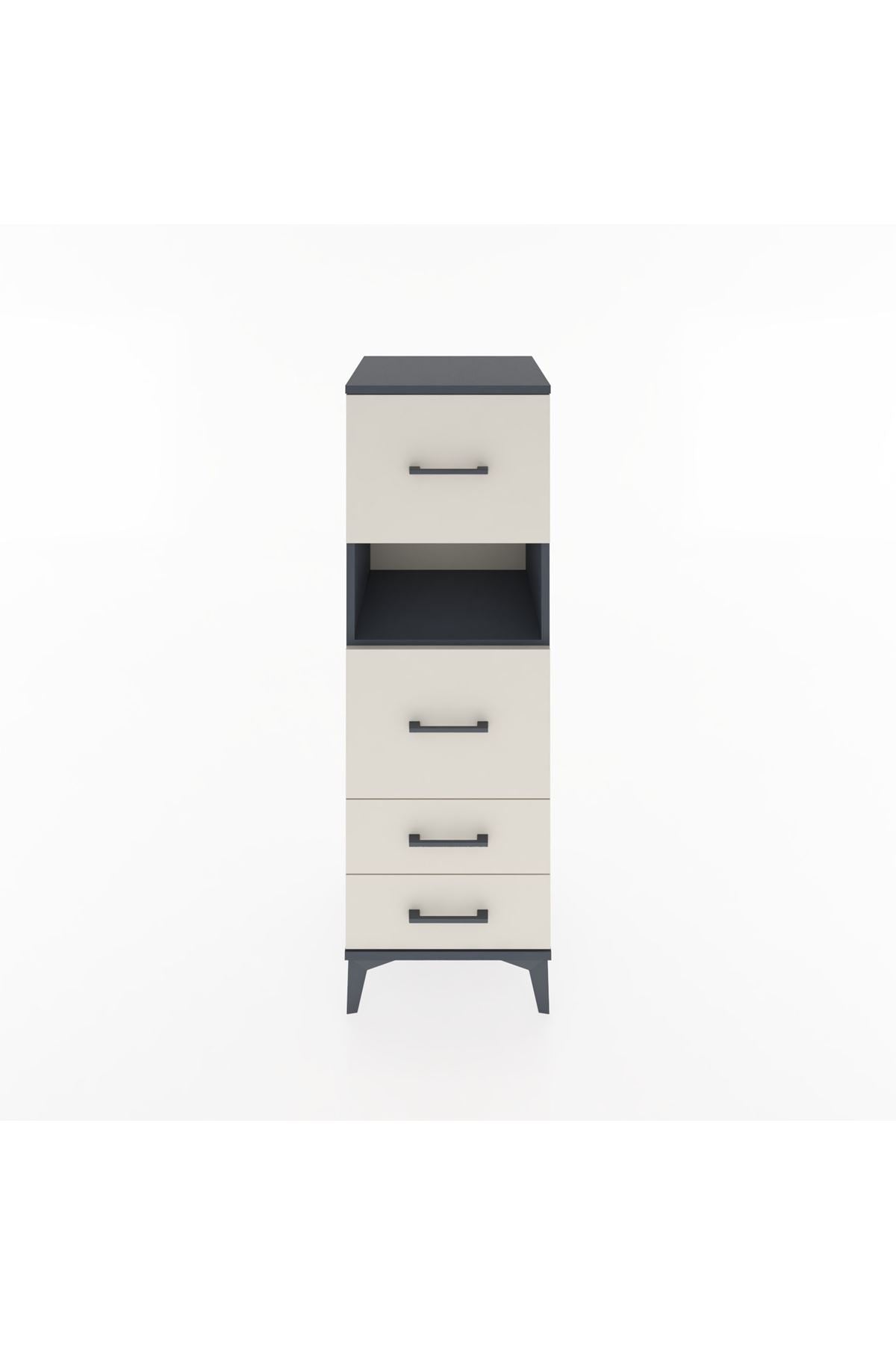 Hyperion Dolap Tek Raflı 4 Çekmeceli 44x44x134 Antrasit-Aytaşı