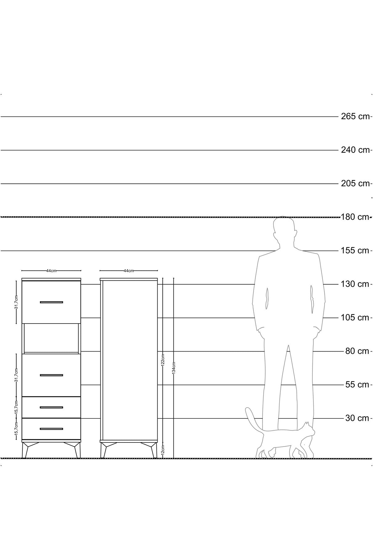 Hyperion Dolap Tek Raflı 4 Çekmeceli 44x44x134 Antrasit-Aytaşı