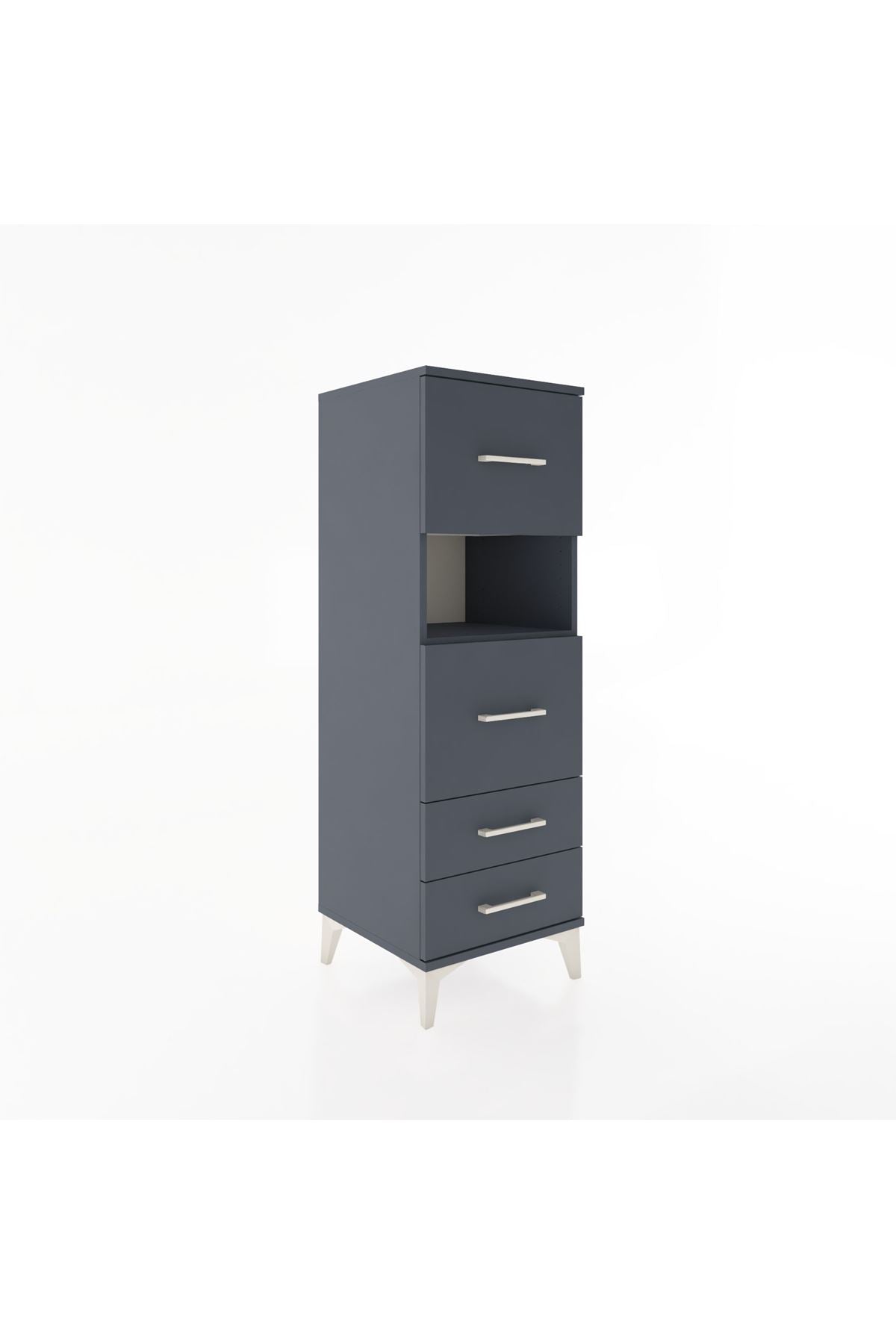 Hyperion Dolap Tek Raflı 4 Çekmeceli 44x44x134 Antrasit-Antrasit