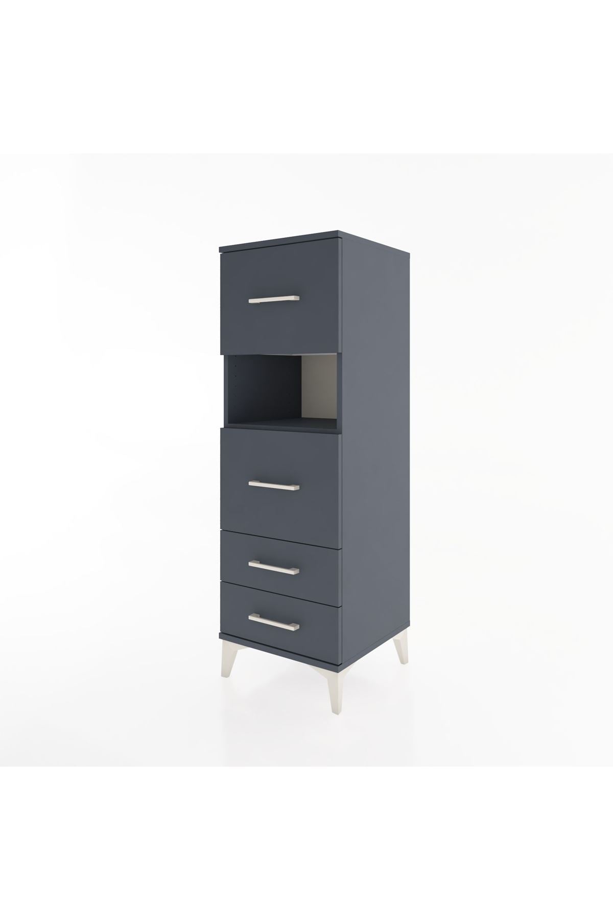 Hyperion Dolap Tek Raflı 4 Çekmeceli 44x44x134 Antrasit-Antrasit