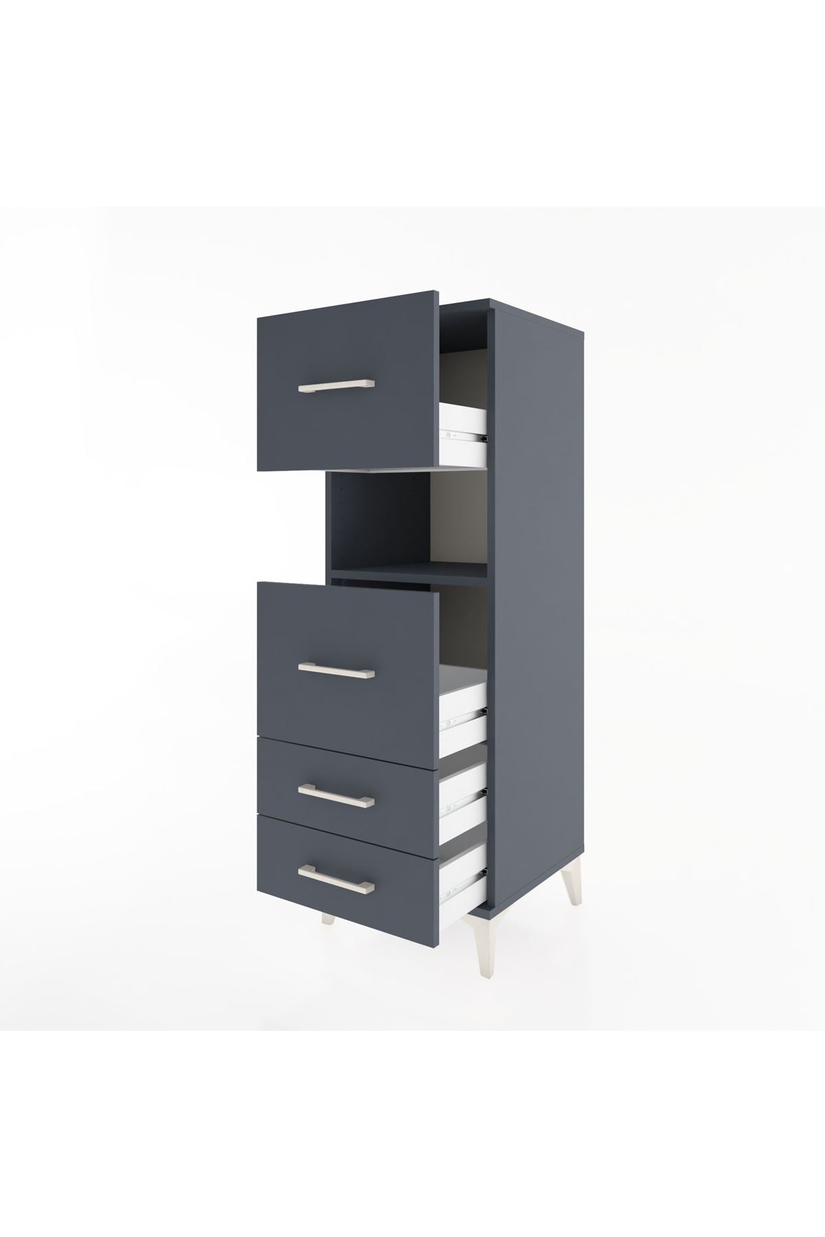 Hyperion Dolap Tek Raflı 4 Çekmeceli 44x44x134 Antrasit-Antrasit