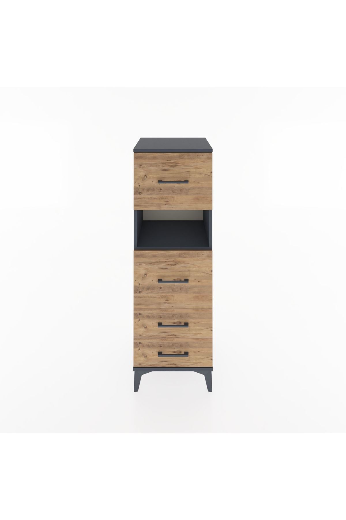 Hyperion Dolap Tek Raflı 4 Çekmeceli 44x44x134 Antrasit-Çam