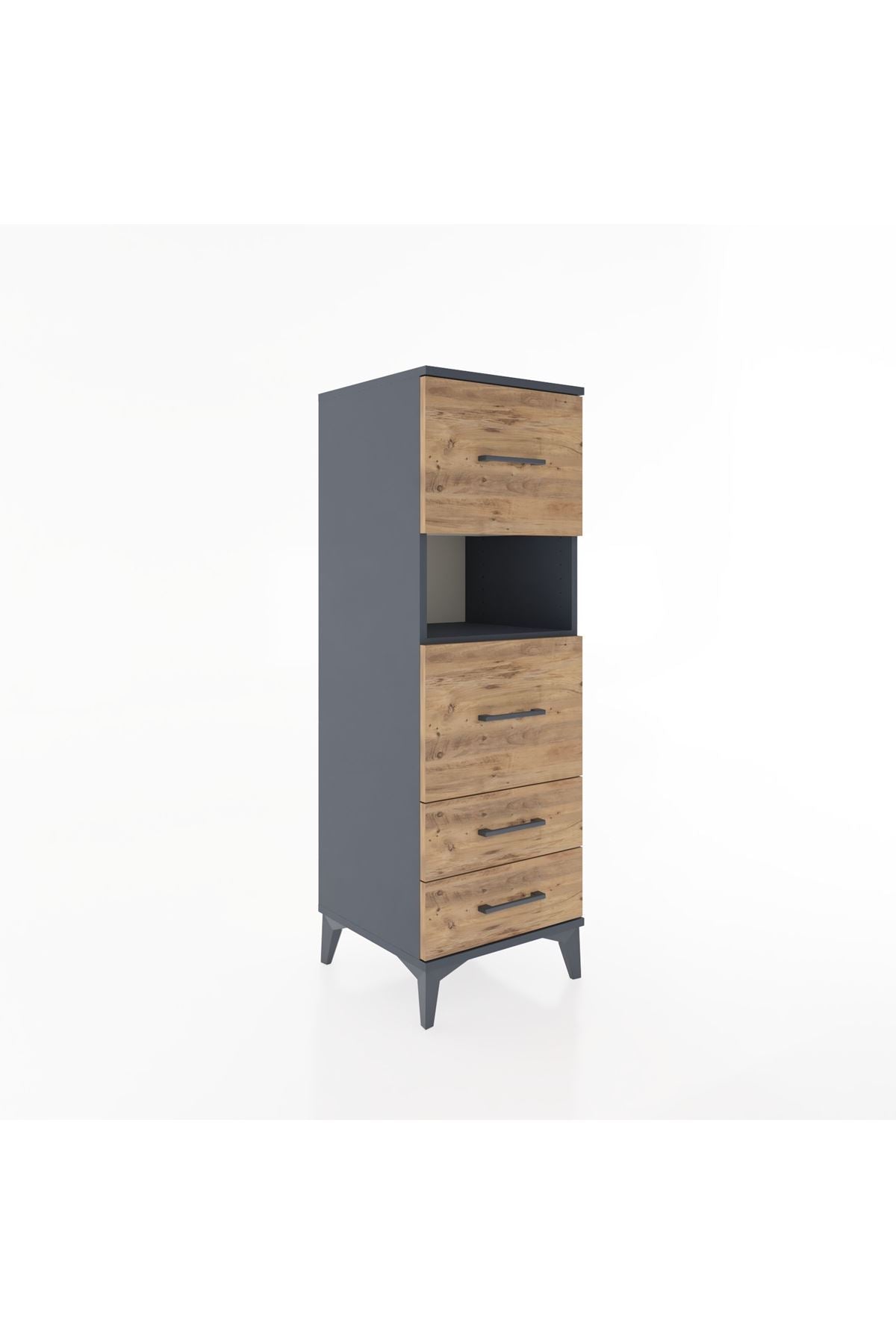 Hyperion Dolap Tek Raflı 4 Çekmeceli 44x44x134 Antrasit-Çam