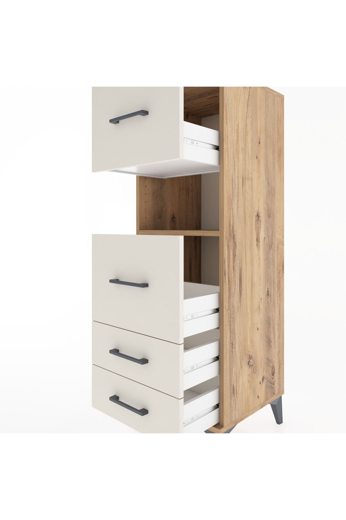 Hyperion Dolap Tek Raflı 4 Çekmeceli 44x44x134 Çam-Aytaşı