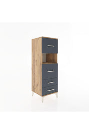 Hyperion Dolap Tek Raflı 4 Çekmeceli 44x44x134 Çam-Antrasit