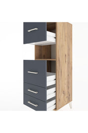 Hyperion Dolap Tek Raflı 4 Çekmeceli 44x44x134 Çam-Antrasit