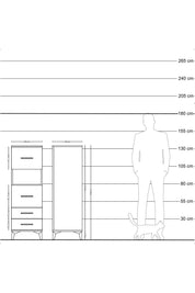 Hyperion Dolap Tek Raflı 4 Çekmeceli 44x44x134 Çam-Antrasit