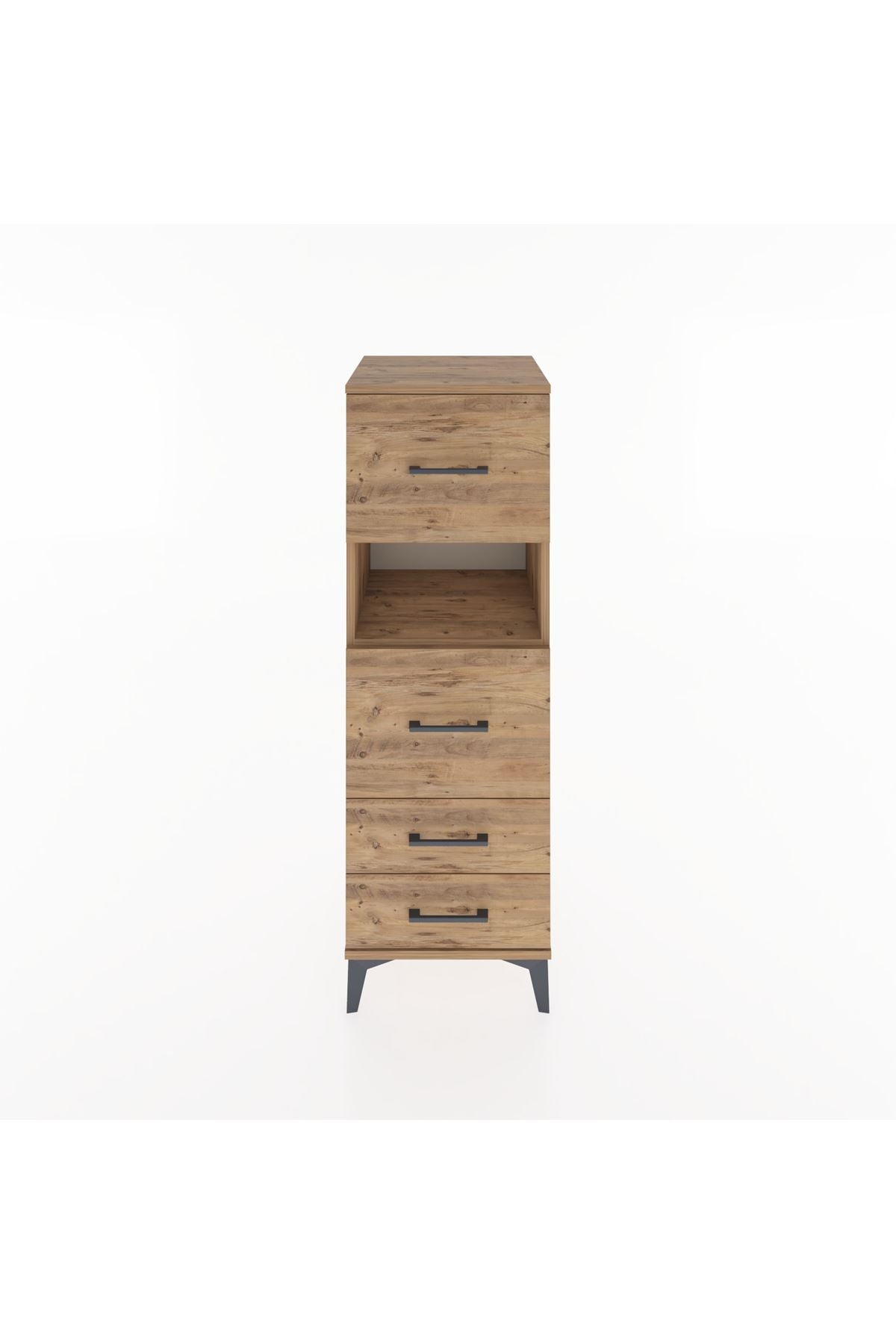 Hyperion Dolap Tek Raflı 4 Çekmeceli 44x44x134 Çam-Çam