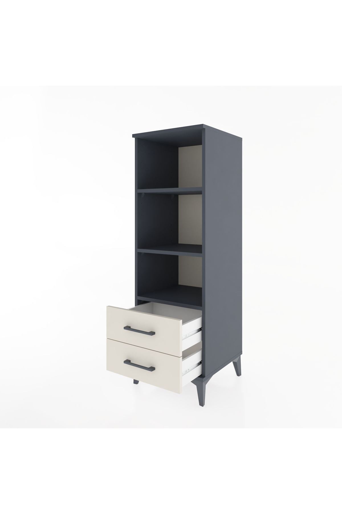 Hyperion Dolap 3 Raflı 2 Çekmeceli 44x44x134 Antrasit-Aytaşı