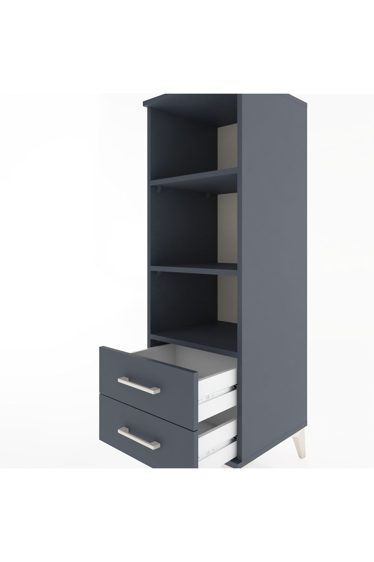 Hyperion Dolap 3 Raflı 2 Çekmeceli 44x44x134 Antrasit-Antrasit