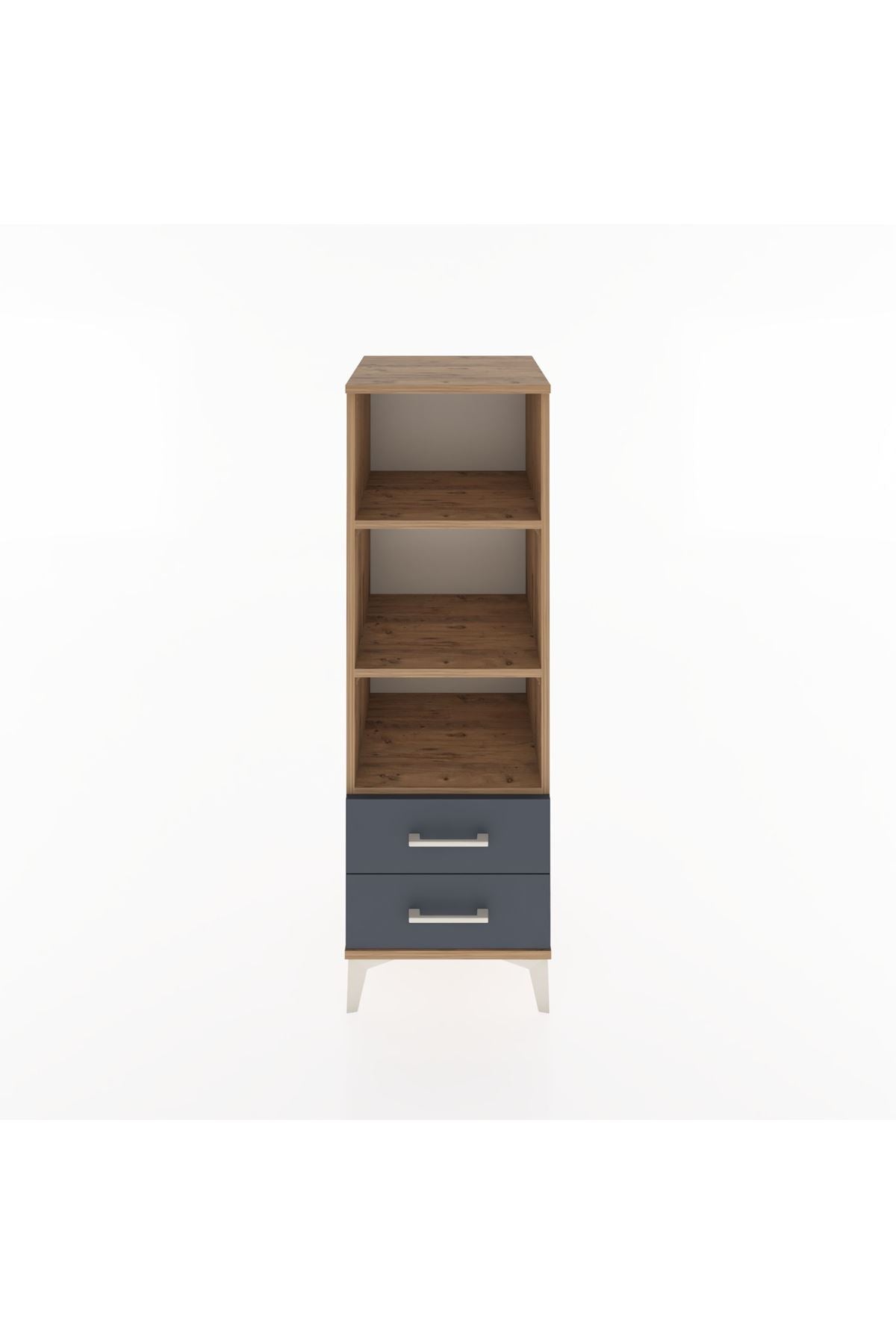 Hyperion Dolap 3 Raflı 2 Çekmeceli 44x44x134 Çam-Antrasit