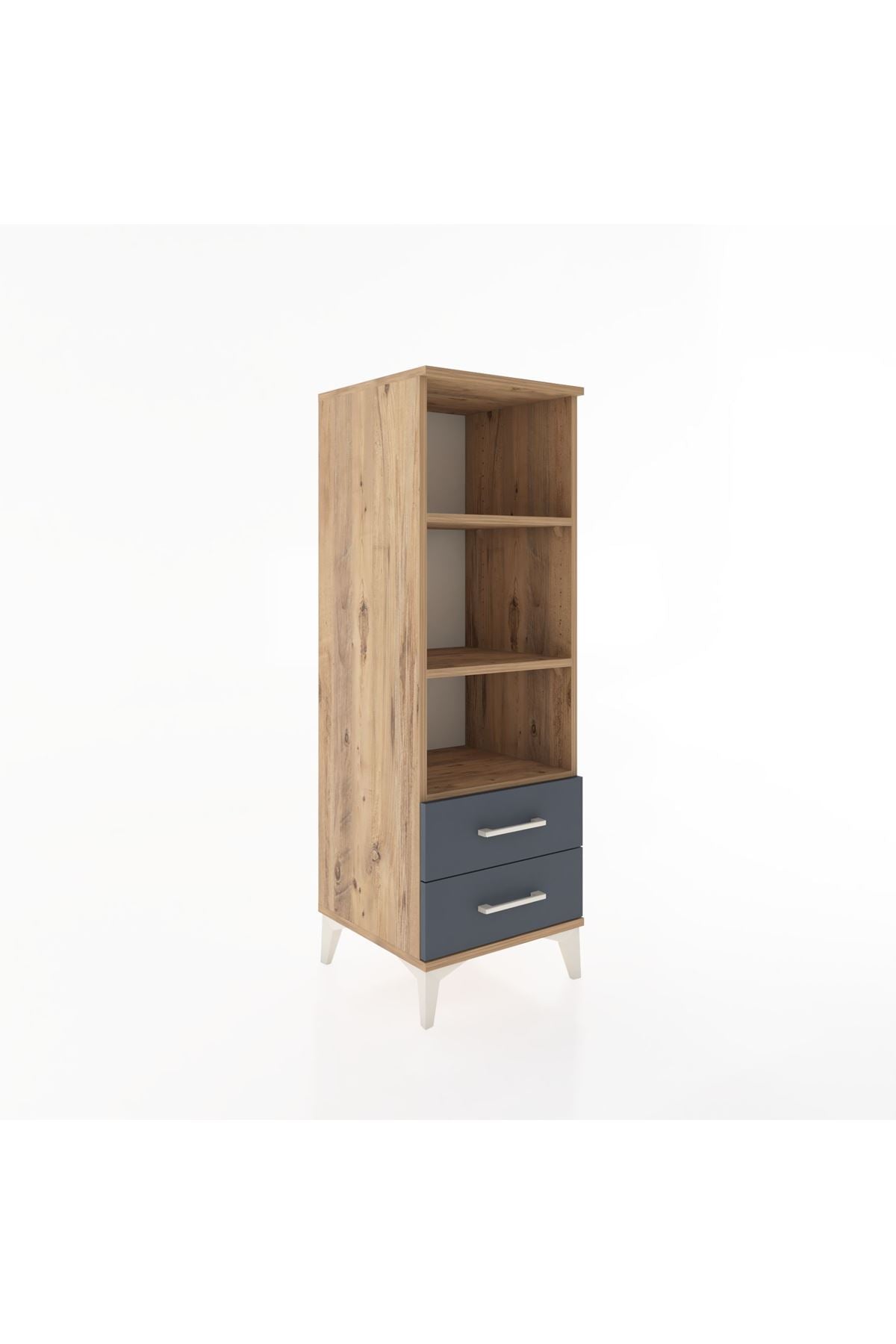 Hyperion Dolap 3 Raflı 2 Çekmeceli 44x44x134 Çam-Antrasit