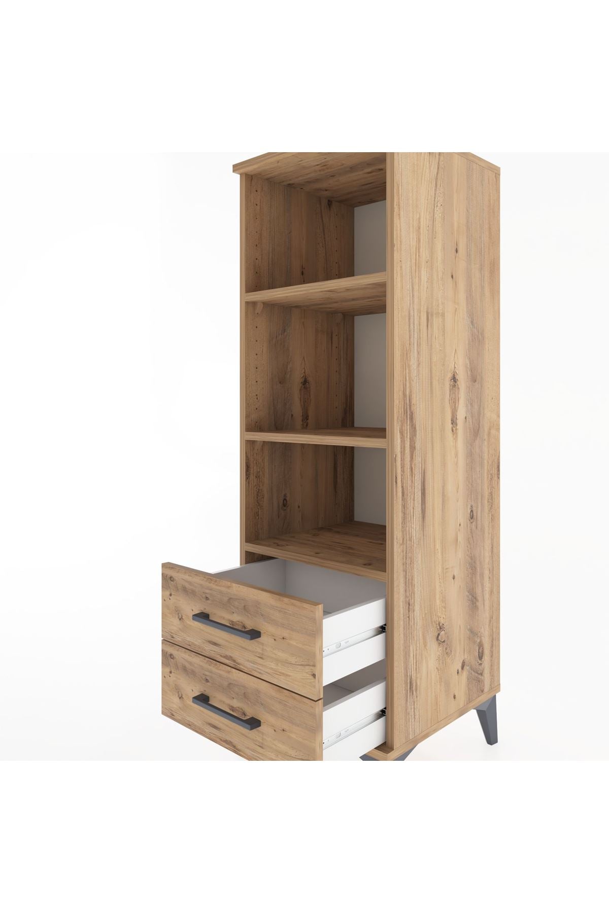 Hyperion Dolap 3 Raflı 2 Çekmeceli 44x44x134 Çam-Çam