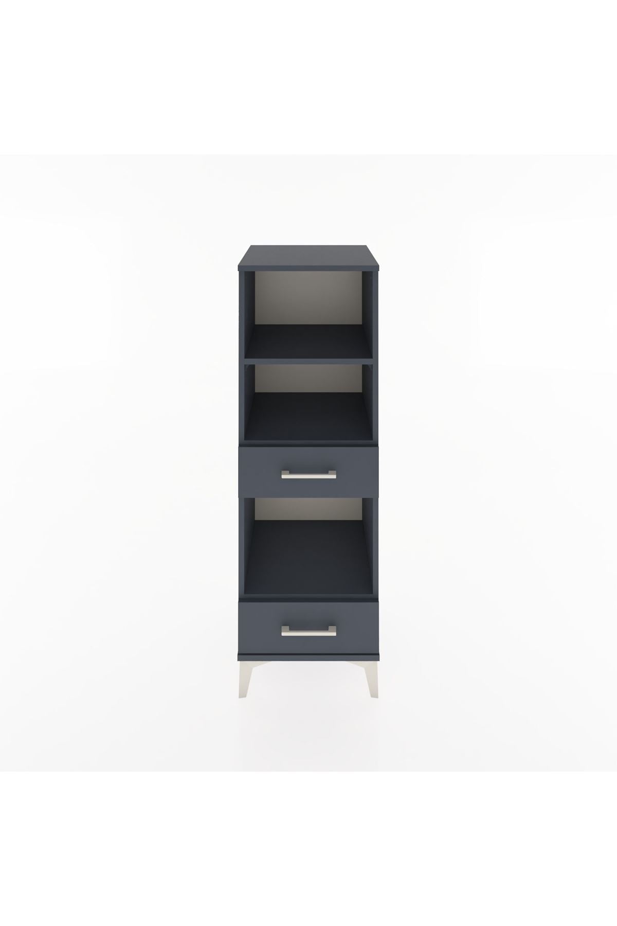 Hyperion Dolap 3 Raflı 2 Çekmeceli 44x44x134 Antrasit-Antrasit