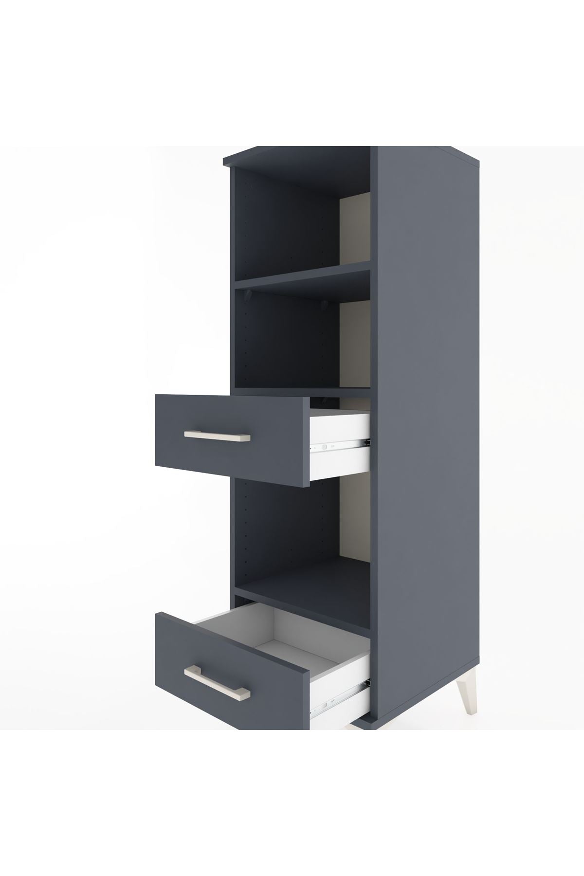 Hyperion Dolap 3 Raflı 2 Çekmeceli 44x44x134 Antrasit-Antrasit