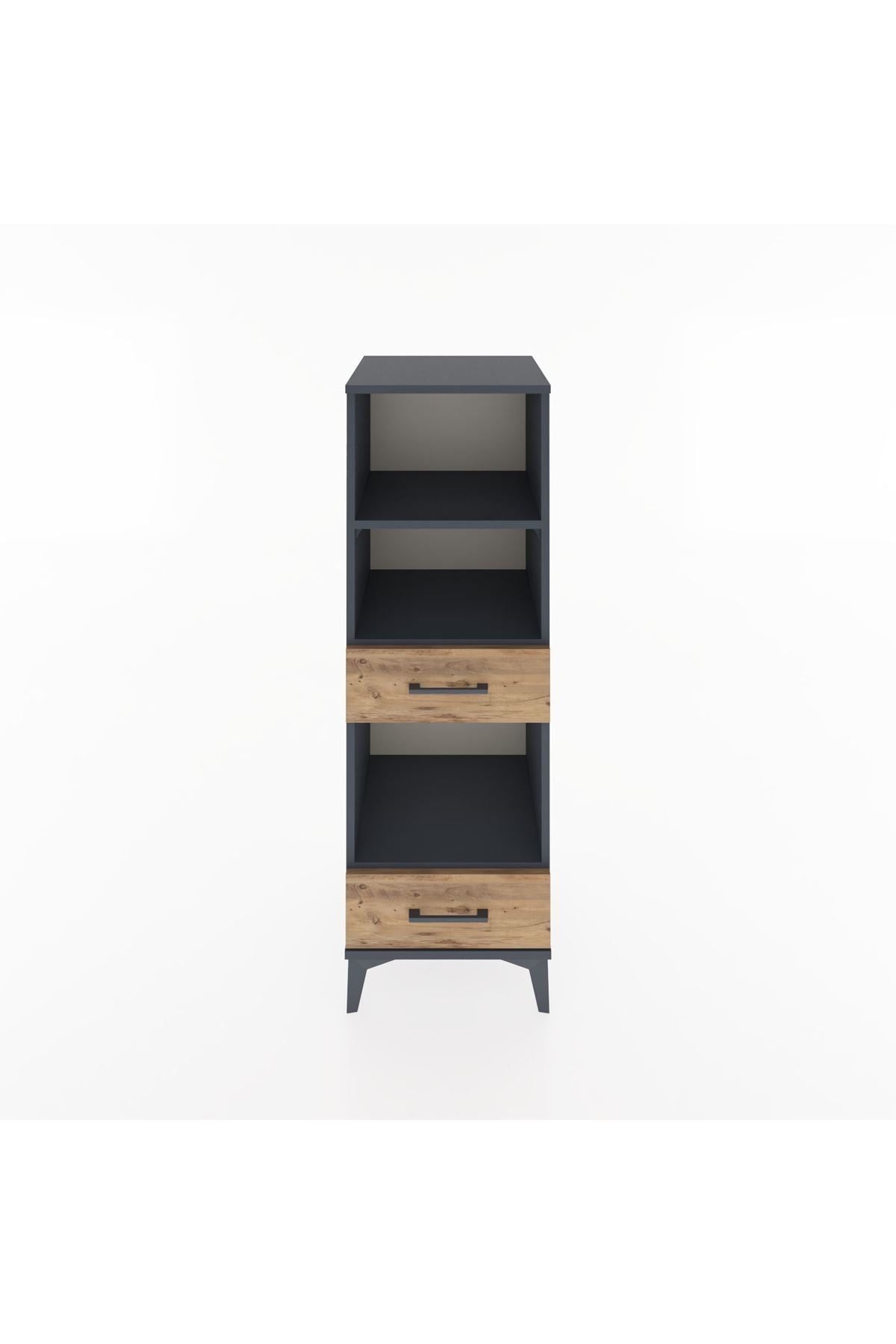 Hyperion Dolap 3 Raflı 2 Çekmeceli 44x44x134 Antrasit-Çam