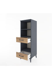 Hyperion Dolap 3 Raflı 2 Çekmeceli 44x44x134 Antrasit-Çam