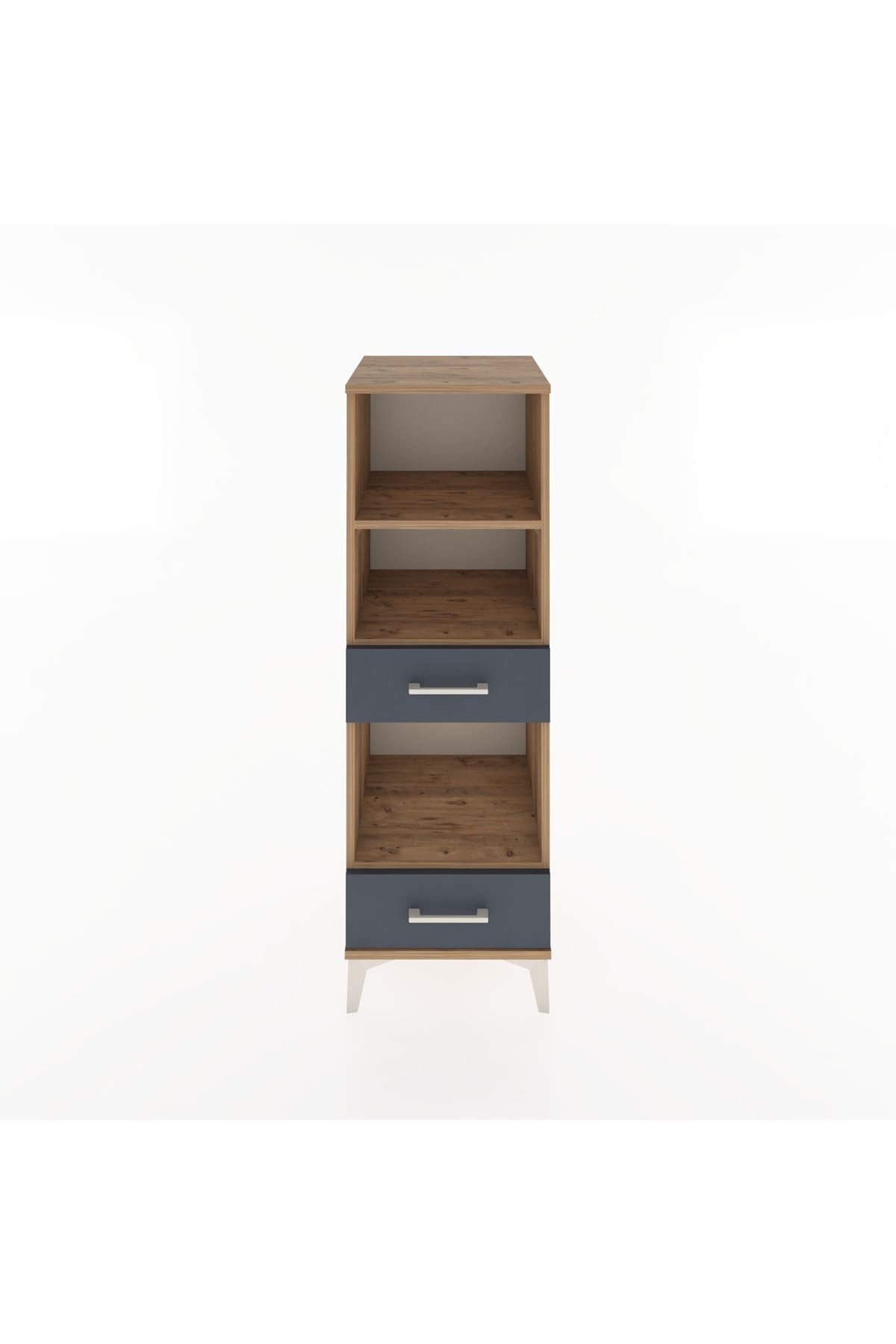 Hyperion Dolap 3 Raflı 2 Çekmeceli 44x44x134 Çam-Antrasit