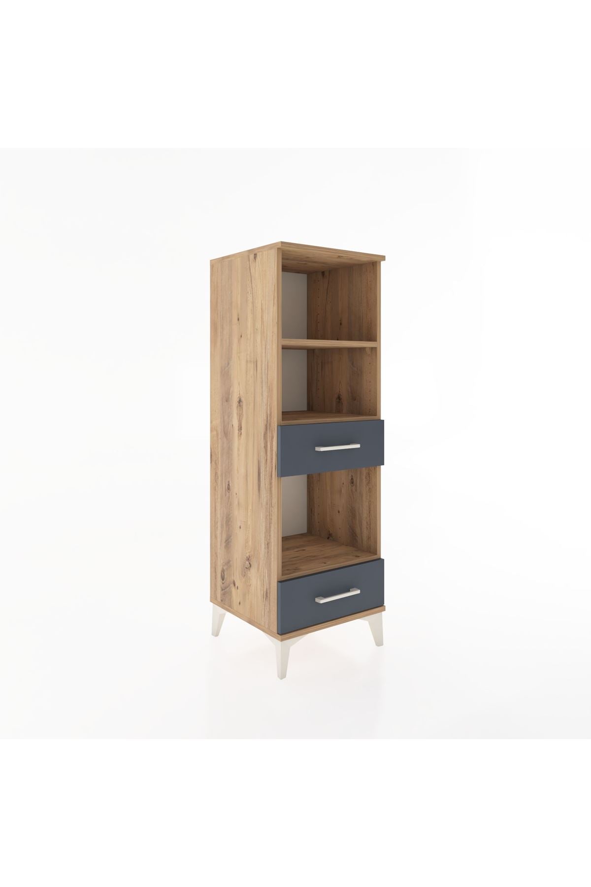 Hyperion Dolap 3 Raflı 2 Çekmeceli 44x44x134 Çam-Antrasit