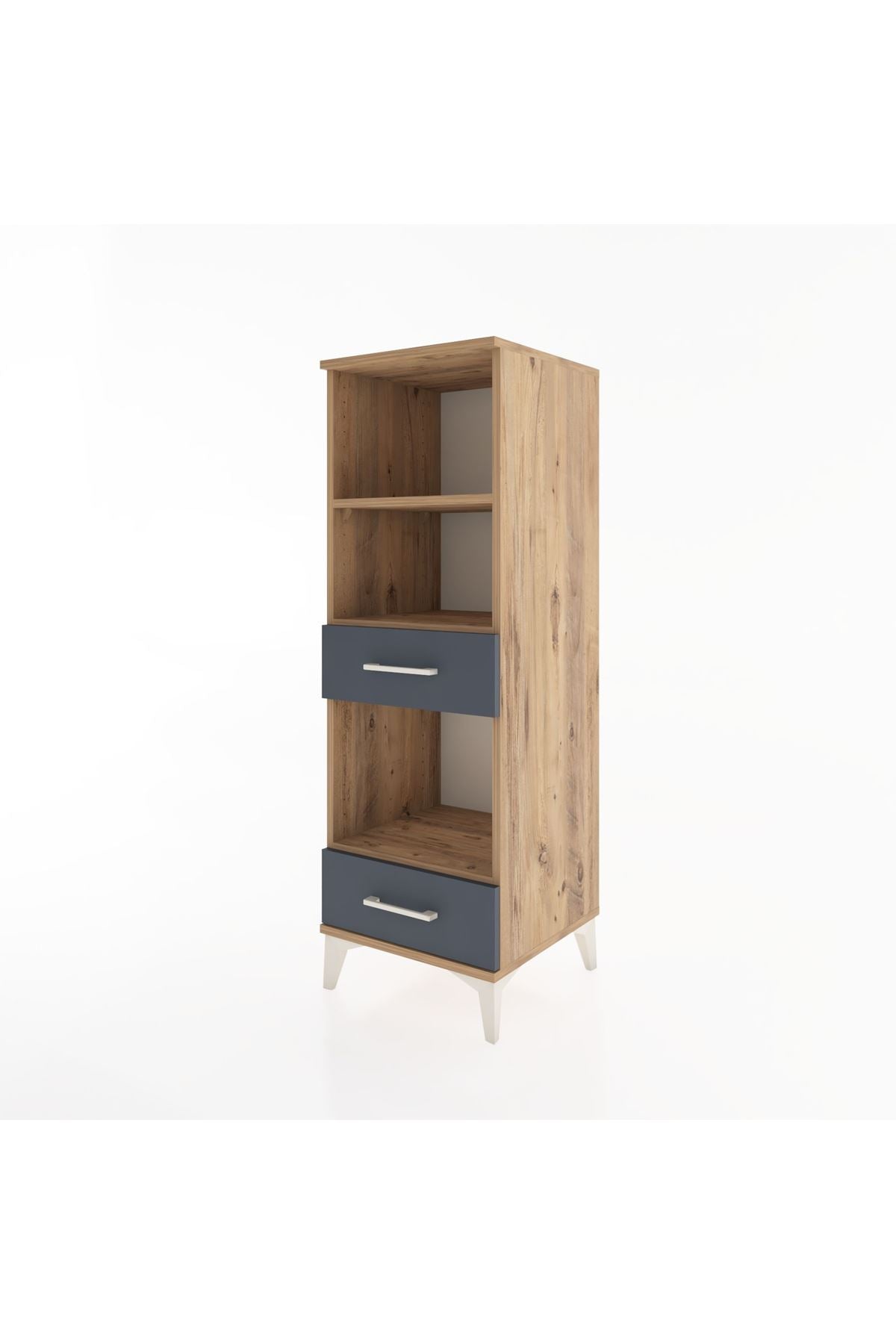 Hyperion Dolap 3 Raflı 2 Çekmeceli 44x44x134 Çam-Antrasit