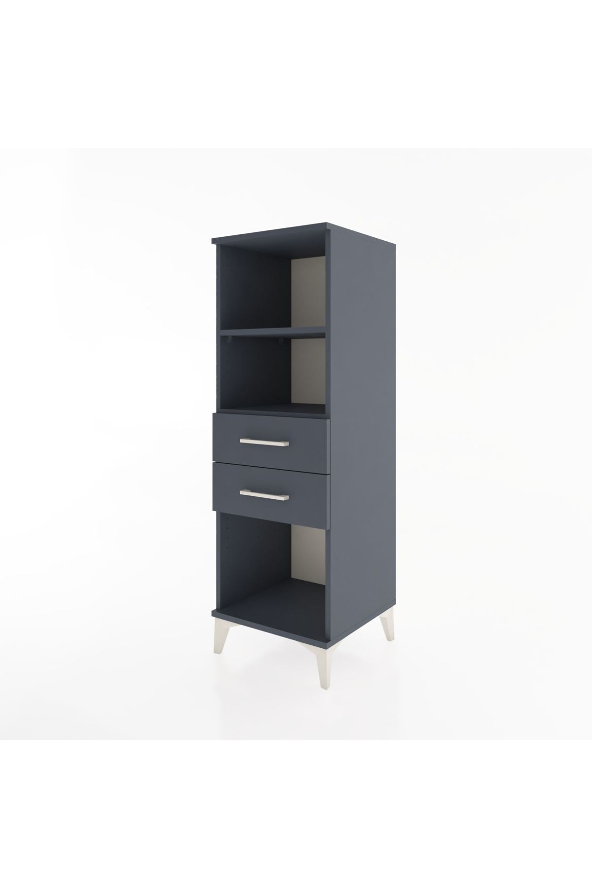 Hyperion Dolap 2 Raflı 2 Çekmeceli 44x44x134 Antrasit-Antrasit